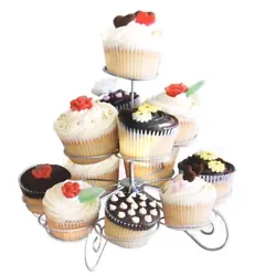 The exciting way to display decorated cupcakes. Bold silver coated wire spiral to securely hold each cupcake. Securely...