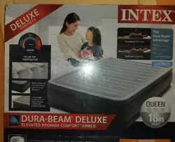 Intex Elevated Dura Beam Fiber Tech Airbed with Built in Pump Queen.
