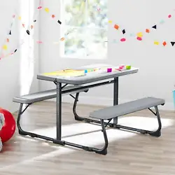 The Your Zone Folding Kids Activity Table with Two Benches is durably constructed to hold up for a long life of use....