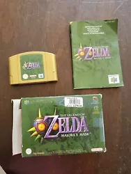 The Legend of Zelda: Majora’s Mask (Nintendo 64, 2000). boîte et notice en très bon état  Le jeu fonctionne...
