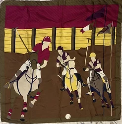 GUCCI Polo Player Silk Scarf Equestrian. Beautiful authentic silk Gucci scarf. Please note there are NO pulls but a...