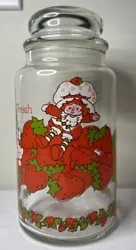 Vintage 1980 Strawberry Shortcake Glass Storage Canister/Candy Jar 8.5” Tall. Condition is Used. Shipped with USPS...