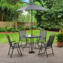 The Six-Piece Folding Dining set is ideal for small gatherings, on smaller decks and patios. It includes a dining...