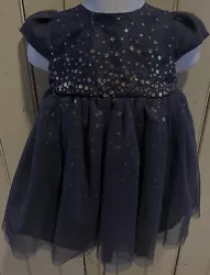 SO CUTE Infant Navy Sequined Tutu Tulle Dress Size 6-9 Months NWOT.