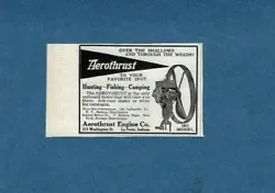 Original small print ad from 1917 magazine, by the Aerothrust Engine Co. of La Porte, Indiana.