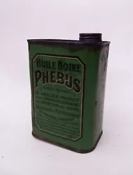 Ancien bidon d huile noire PHEBUS periode 1930    Reste d huile à l intérieur.