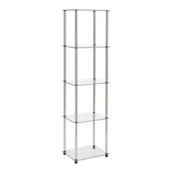 Featuring an open modern design that provides 3 spacious glass shelves for decoration, collections, art or even books....