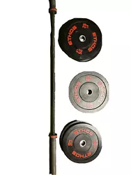 BUMPER BARBELL WEIGHT SET ETHOS 205LBS WITH CLIPS. will deliver for free if within 25 miles of Schenectady New York...