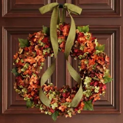 Elegant Autumn Wreath Enhances Decor-An exclusive handcrafted fall door wreath. Easily Hanging Everywhere — You can...
