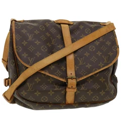 Color Monogram. Material Monogram Canvas. Shoulder Strap：sun burn, rubbing, stain, crack, partly tear, torn off,...