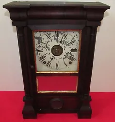 19TH CENTURY SETH THOMAS ROSEWOOD ANTIQUE SHELF CLOCK. The clock is equipped with an alarm feature and is 16