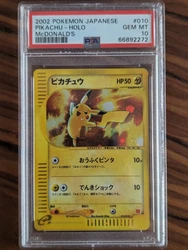 PSA 10 Pikachu 010/018 McDonalds Promo 2002 Holo e Series Japanese Pokemon Card.