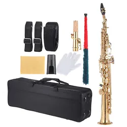 B flat straight soprano saxophone, made of high-quality brass. 1 Soprano Saxophone. 2 Sax Necks. 1 Saxophone Strap....