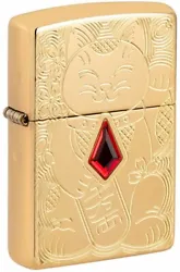Zippo item 49802. Bring Good Fortune with this Armor Zippo Windproof Deep Carved Engraved Lighter with Lucky Cat Design...