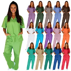 Natural Uniforms Solid Top And Pant Scrub Set made of 65 % Polyester and 35%Cotton. Manufacturer suggests that Natural...