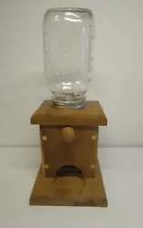 wooden candy dispenser mason jar gumball -peanuts- m&ms.