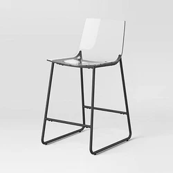 •Counter-height bar stool •Clear acrylic seat and backrest •Armless design •Powder-coated metal frame in black...
