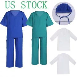 Elastic waistband pants with 3 pockets. Girls Outfit&Sets. Unisex Boys Girls Doctor Cosplay Lab Coat. Set Include : 1Pc...