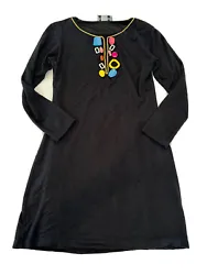 Adorable Les Tout Petits Girls Black Long Sleeve tunic dress with bright colored bead accents in size 14. Great for all...