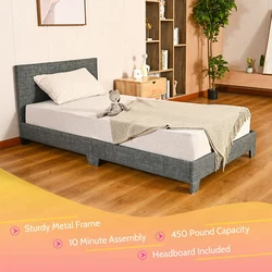 Footboard Height: 9.2 in. It features clean modern lines wrapped in contemporary gray linen upholstery that works...