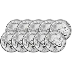 TEN (10) 1 oz. Silver Round - CNT Minting - Buffalo Design -. 9999 Fine Silver. The obverse of the 1 oz. Listed prices...