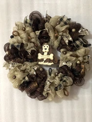 DOG WOW BONES PUPPY DOG DECO MESH DOOR WREATH.