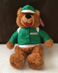 NASCAR Plush Bear. Green NASCAR jacket with logo on front and back. Soft fuzzy brown bear.