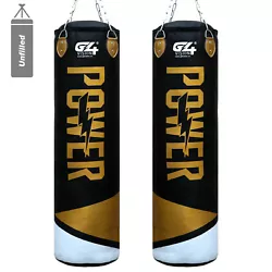 The punch bag is double stitched and features riveted D-shackles. a FREE swivel chain to hang the heavy bag. There are...