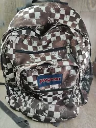 JanSport TTV0 brown White Checkerboard Diamonds Graphic School Backpack. Preowned good condition. Smoke free home. No...