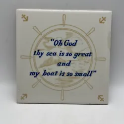 Soriano Ceramics Vtg Wall Tile Trivet Nautical Boat Theme Anchors Ship Wheel. One chip and a couple of flea bites.