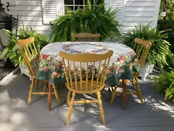 ETHAN ALLEN. BELIEVING THEM TO BE BY ETHAN ALLEN NO MAKERS MARK ON THEM. RECTANGULAR DINING TABLE. CHAIRS 21