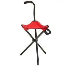 The lightweight cane easily converts into a seat. A heavy-duty fabric-magic strap ties up the seat when not in use....