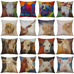 ● The printed pattern of faux linen throw pillow cover is available on FRONT side ONLY, back is solid light linen...