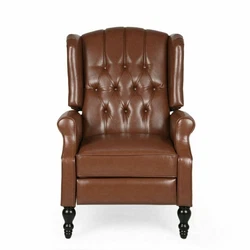 This pushback recliner features gorgeous details such as button tufting, diamond stitching, tonal piping, and an...