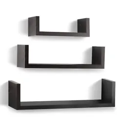 Floating Shelves Set of 3 Wall Shelves - Espresso Finish Wooden Shelves. Wall mounted shelves Espresso Finish enhance...