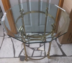 Mid Century Modern Brass Swan Head Side Table. Brass Base measures  23.5