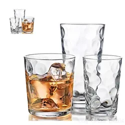 Set includes: 4 - 17oz Hiball Glasses 4 - 13oz DOF Glasses 4 - 7oz Juice Glasses. Includes: 4 - 17oz Hiball Glasses 4 -...
