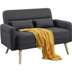【Solidly Constructed Loveseat】Founded atop 4 strong rubberwood legs, the small fabric sofa is crafted from a solid...