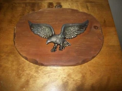13 X 10 AND IN GREAT CONDITION. IT WILL LOOK GOOD IN ANY ROOM. THE EAGLE IS 9