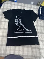 Jean-Michel Basquiat Dinosaur Pop Art T-Shirt Size Small Black Crown Tee NEW.