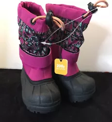 COLUMBIA GIRLS PINK AND BLACK Print SNOW BOOTS Toddler Size 6 Waterproof Winter Boot NEW. 200 Grams. Dark gray...