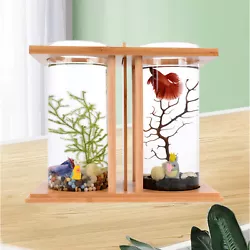 Parameter: Product Name: Mini Fish Tank Function: Decoration Material quality: bamboo wood + glass + acrylic Color:...