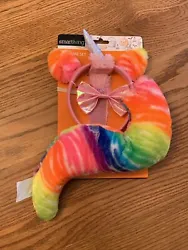 Unicorn Pink Headband Rainbow Tail and Bow Halloween Costume Dress up Set Kit. Condition is 