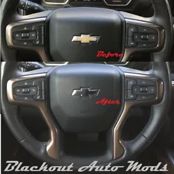 Matte Black Vinyl Steering Wheel Bow-Tie Emblem Overlay for 2014 2022 Chevrolet Silverado. This Matte Black Chevrolet...