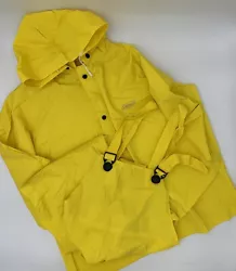 2 Piece Coleman Safety Rain Suit Sz M Jacket Detachable Hood Overalls Hunting Fishing.