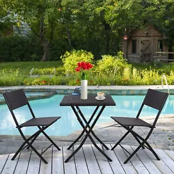    HIGH QUALITY: Patio rattan bistro set is made of high-quality steel frame and UV-resistant PE green rattan...