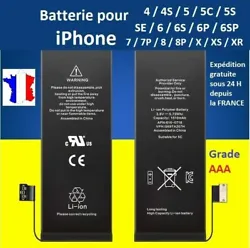 Batterie interne neuve 0 cycle compatible pour iPhone ( Modèle au choix ). Gratuite Avec Batterie (Tournevis Triwing...