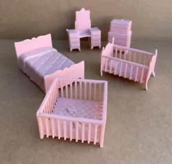 Dollhouse Pink 4 Piece Baby Bedroom Crib 2 1/4