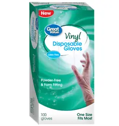 Great Value Disposable Vinyl Gloves, 100ct, are a multi-purpose, durable set of gloves that are ideal for activities...
