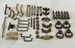 Lot of 44 Vintage MCM French Provincial Brass Dresser Handles Pulls Knobs Hooks.